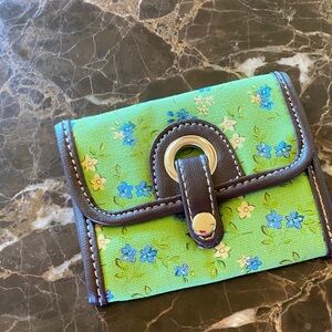 Floral Green and Brown Wallet